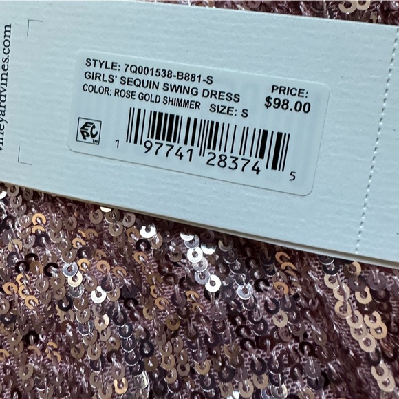 NWT Vineyard Vines Girls Sequin Swing Dress - Rose Gold - size small - Picture 2 of 3